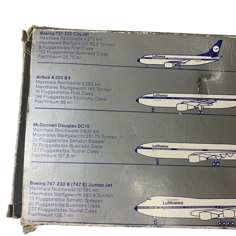 Schabak Lufthansa Diecast Boxed 4 Model Airplanes DC10 B737 A300 B747 1:600